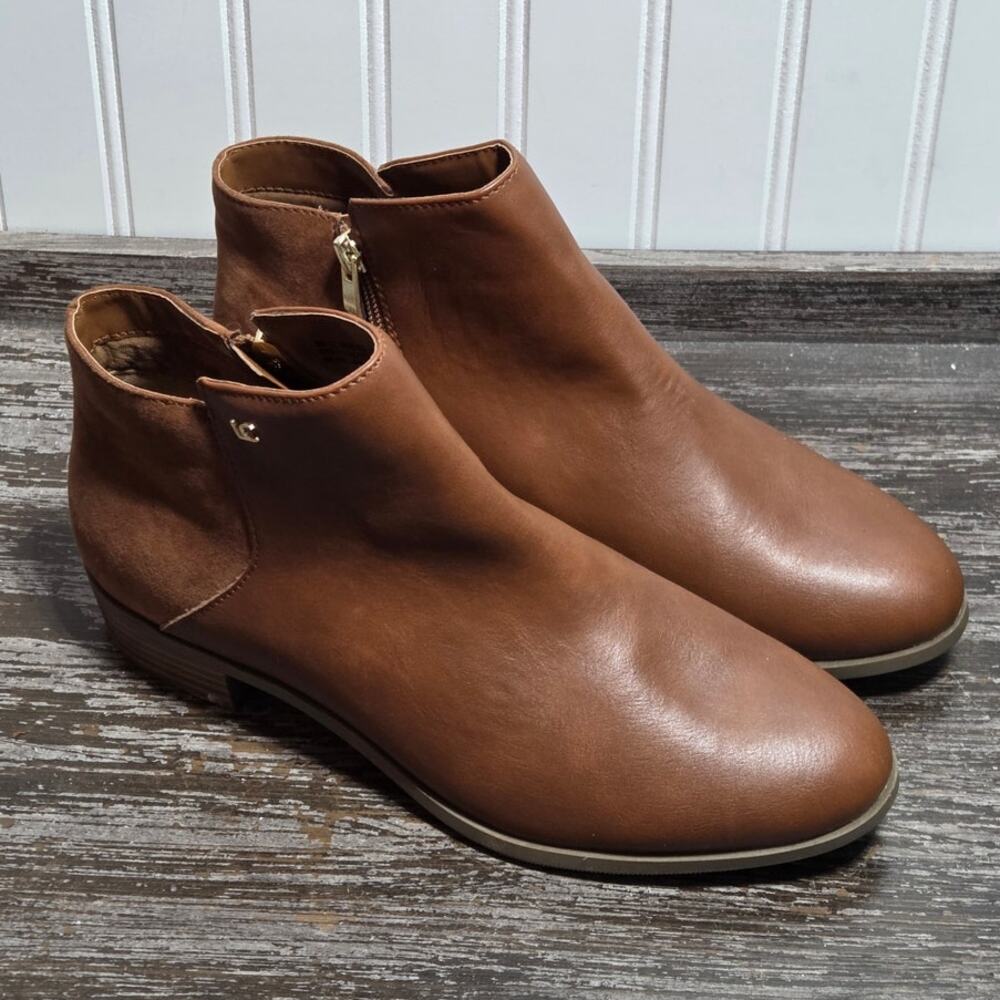 Liz Claiborne Women's Brown Faux Leather/Suede Wide Width Ankle Boots Size 9W